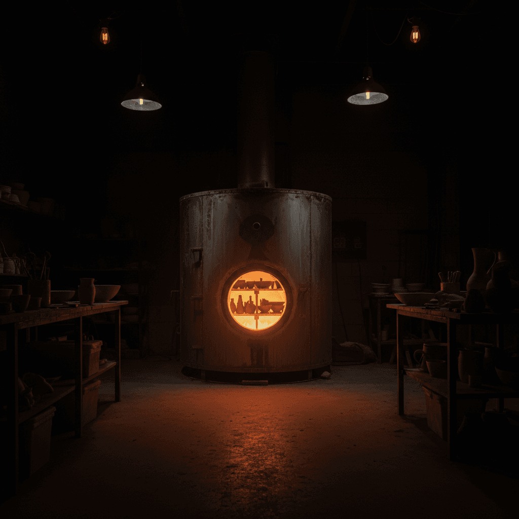 Kiln glowing during firing