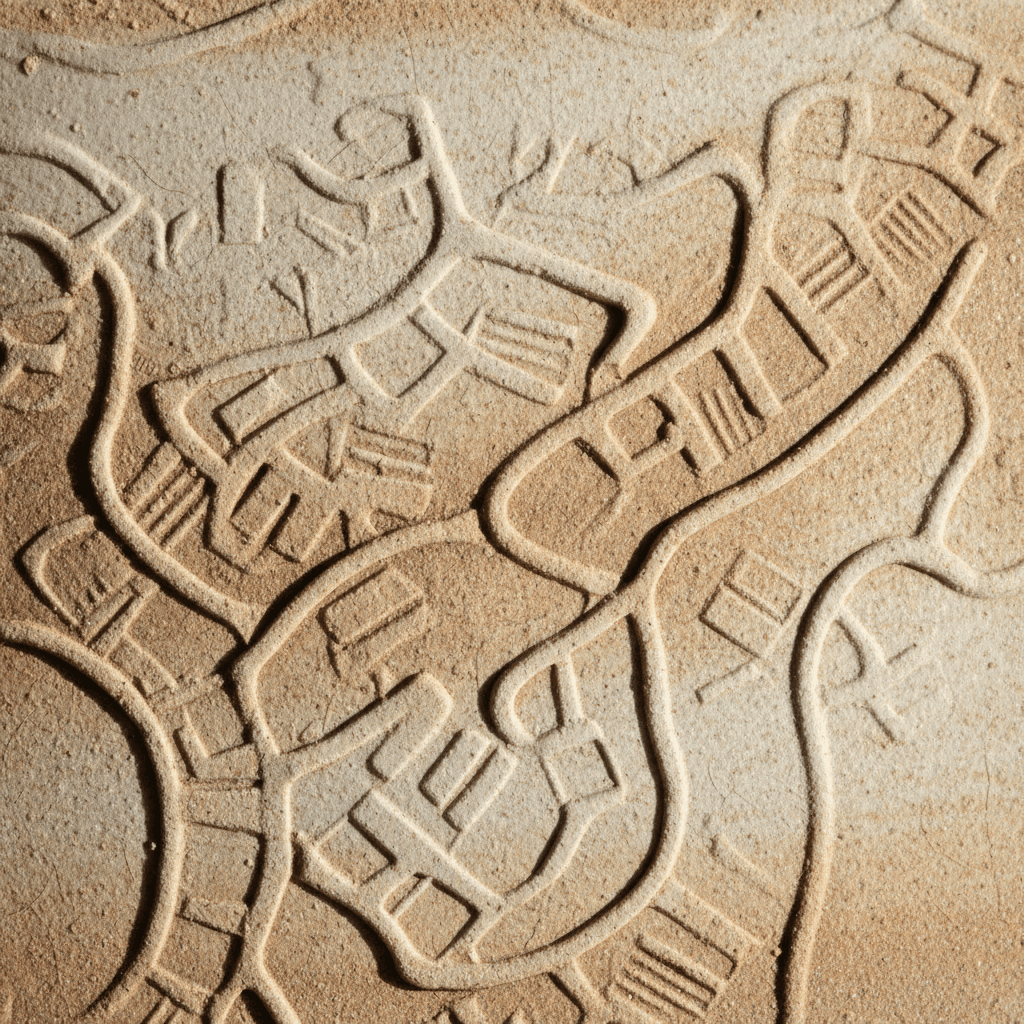 Close-up of carved texture on ceramic